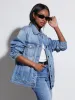 Button Up Collared Neck Denim Jacket sold by Charming Charlie