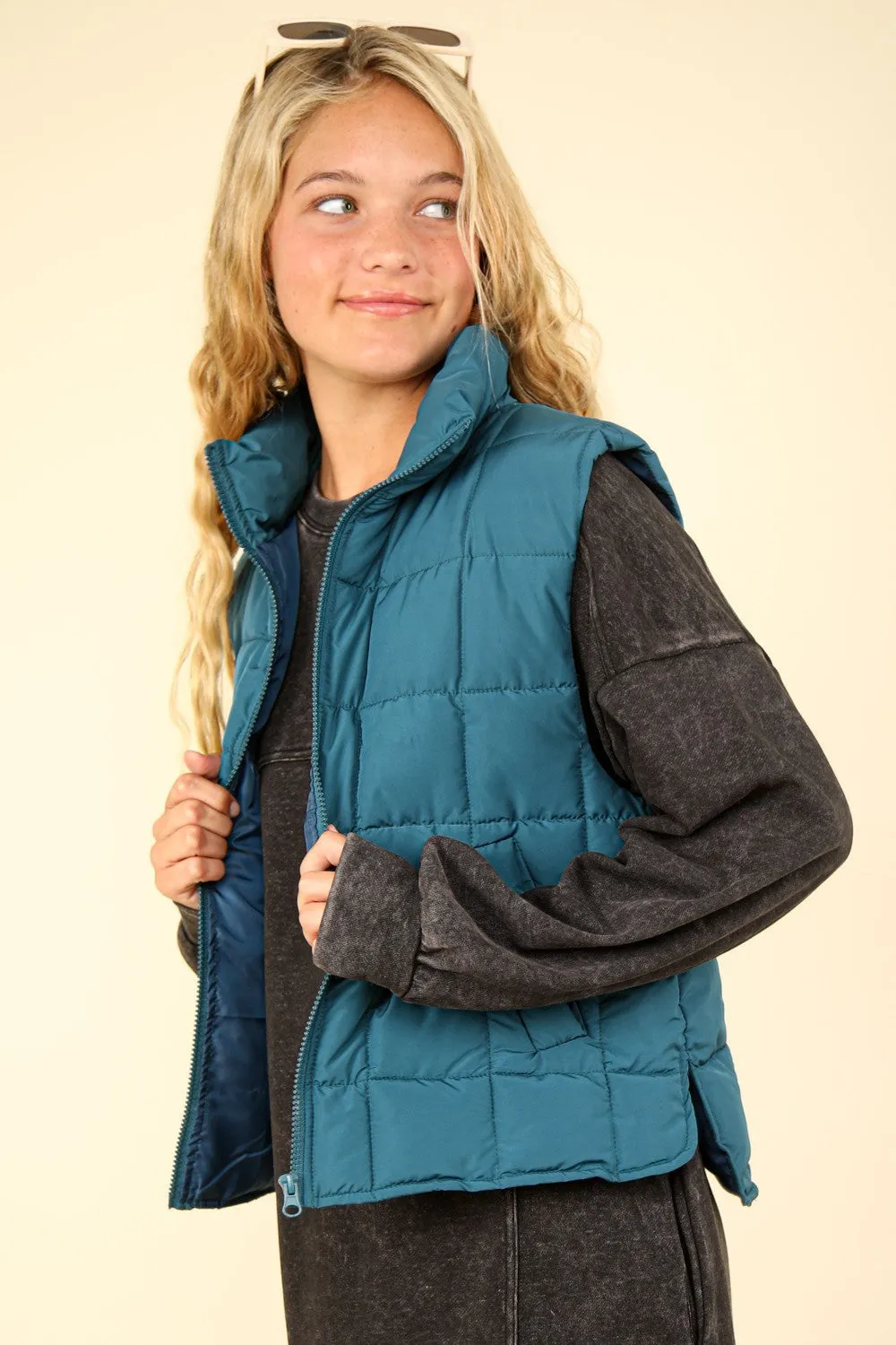 VERY J Zip Up Puffer Padded Warm Vest sold by Charming Charlie product image thumbnail 2