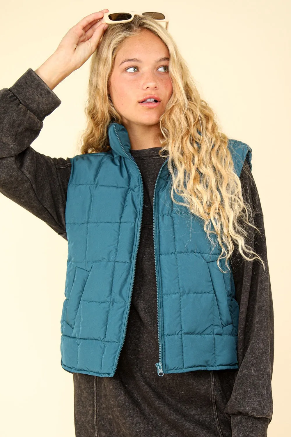 VERY J Zip Up Puffer Padded Warm Vest sold by Charming Charlie