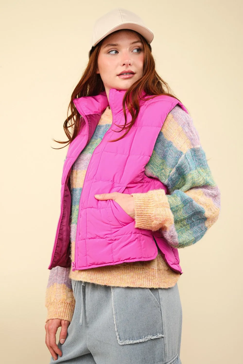 VERY J Zip Up Puffer Padded Warm Vest sold by Charming Charlie product image thumbnail 3