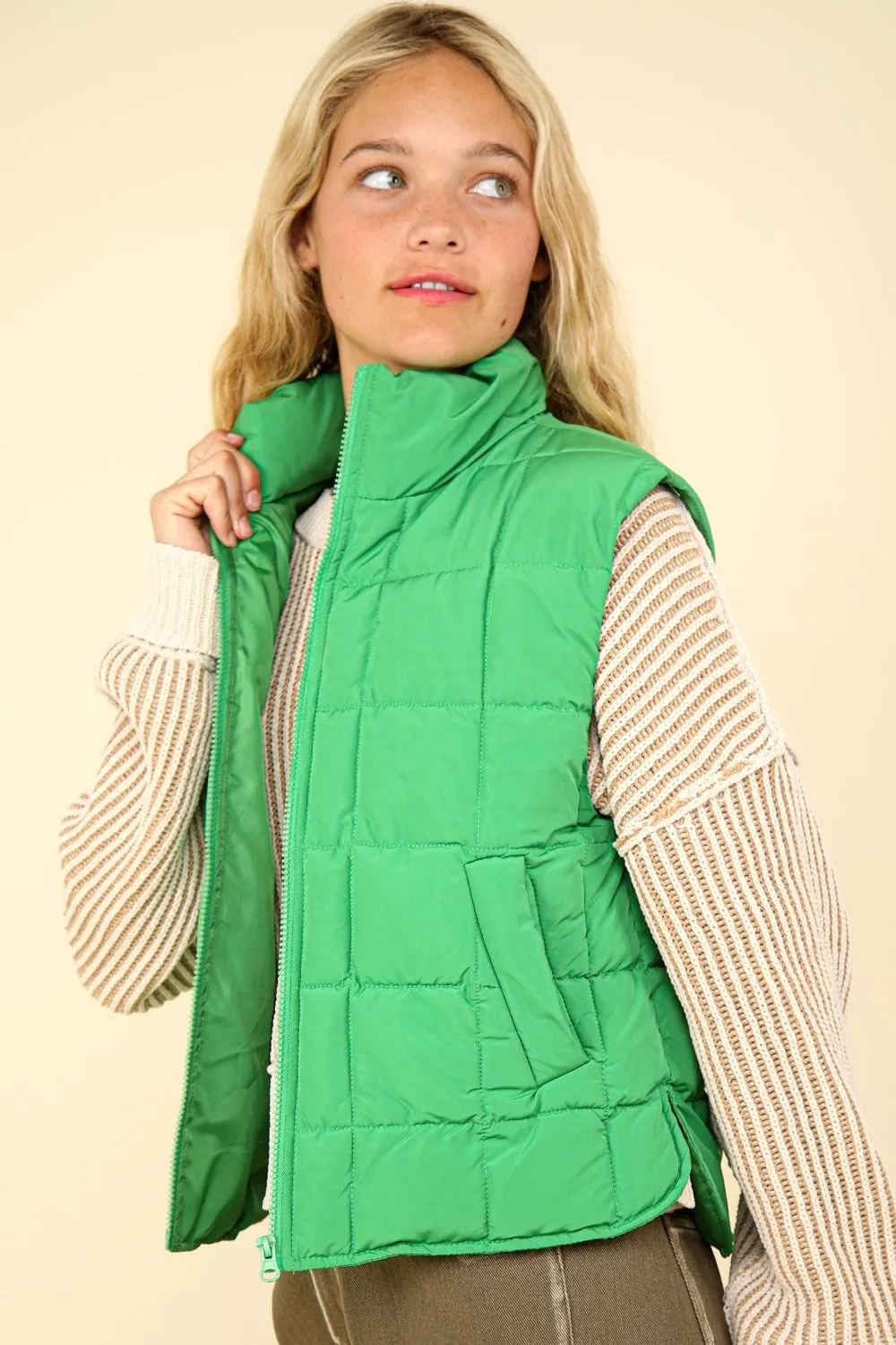 VERY J Zip Up Puffer Padded Warm Vest sold by Charming Charlie product image thumbnail 2