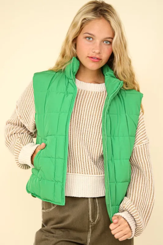 VERY J Zip Up Puffer Padded Warm Vest sold by Charming Charlie