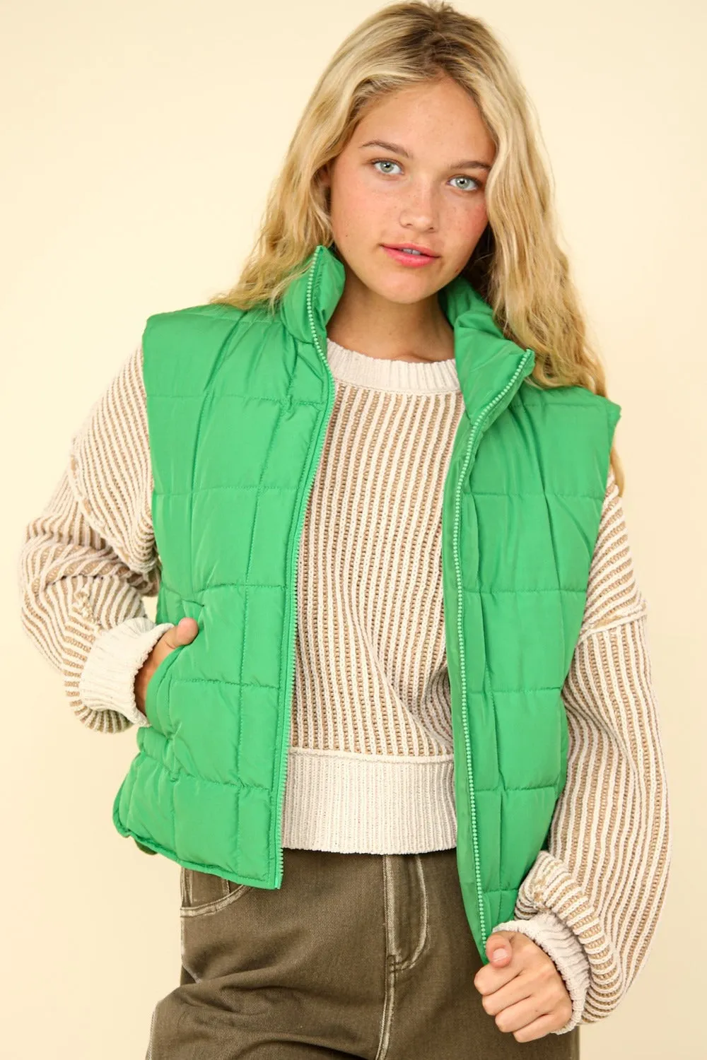 VERY J Zip Up Puffer Padded Warm Vest sold by Charming Charlie