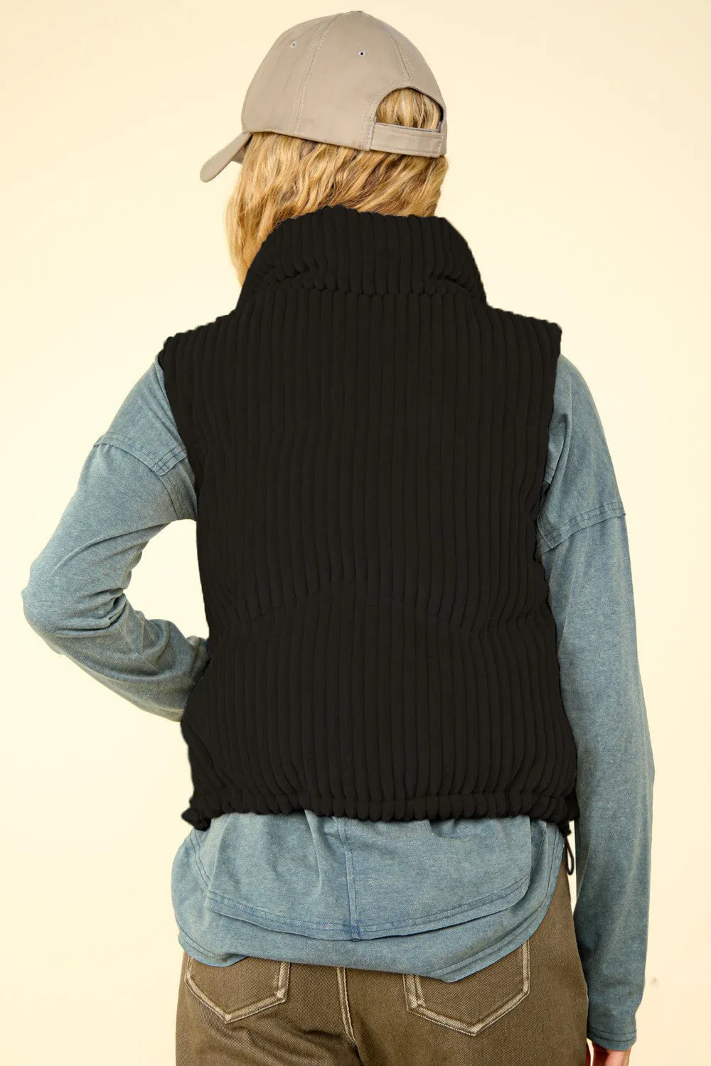 VERY J Zip Up Padded Corduroy Puffer Vest sold by Charming Charlie product image thumbnail 2