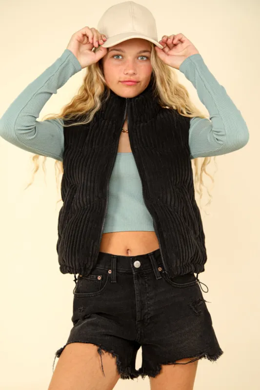 VERY J Zip Up Padded Corduroy Puffer Vest sold by Charming Charlie