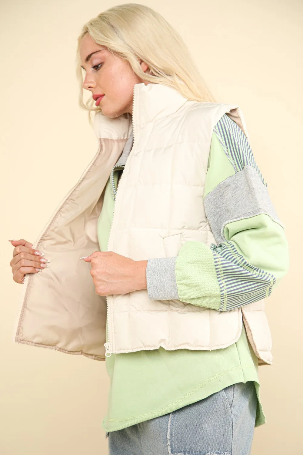 VERY J Zip Up Puffer Padded Warm Vest sold by Charming Charlie product image thumbnail 3