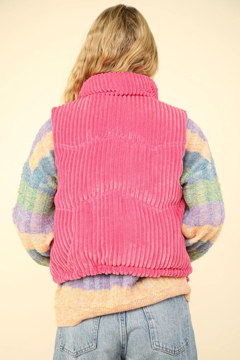 VERY J Zip Up Padded Corduroy Puffer Vest sold by Charming Charlie product image thumbnail 2