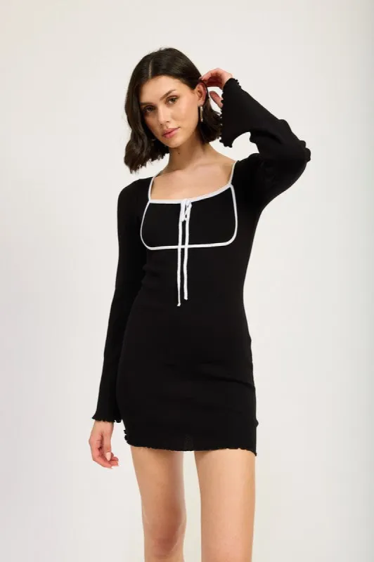 LETTUCE HEM MINI DRESS WITH FRONT TIE sold by Charming Charlie