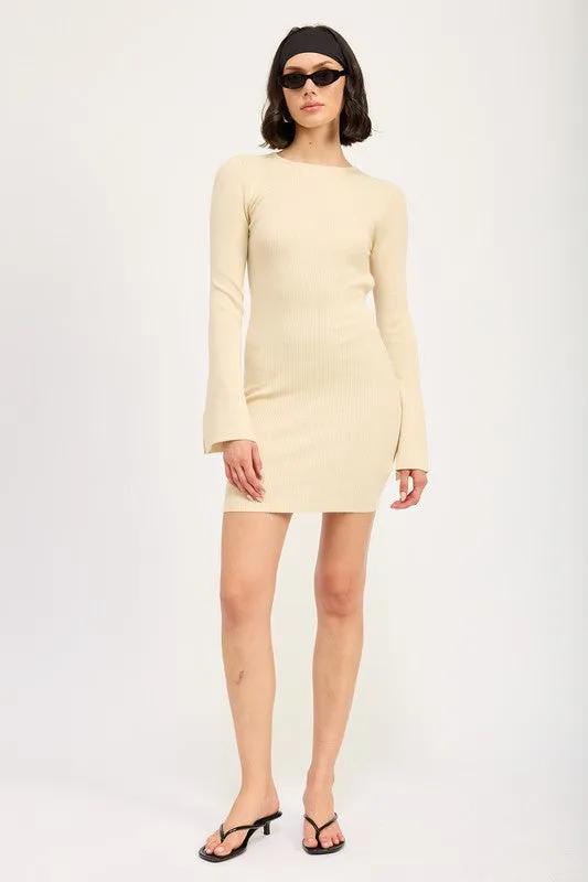 LONG SLEEVE MINI DRESS WITH BACK CUTOUT sold by Charming Charlie product image thumbnail 5