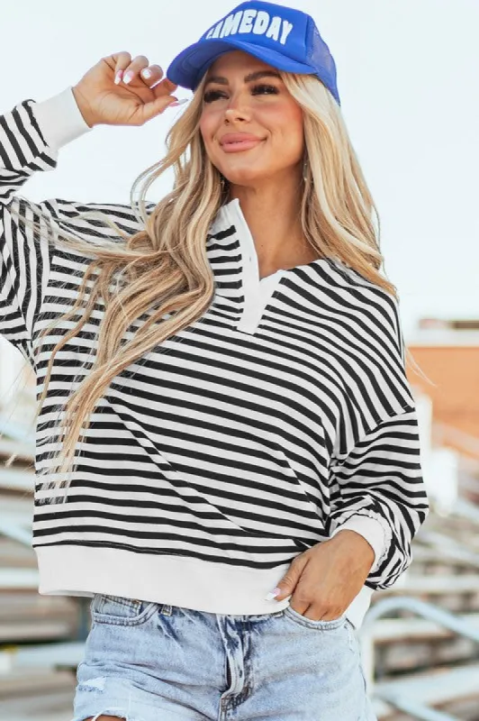Stripe Color Block Crew Neck Oversized Sweatshirt sold by Charming Charlie