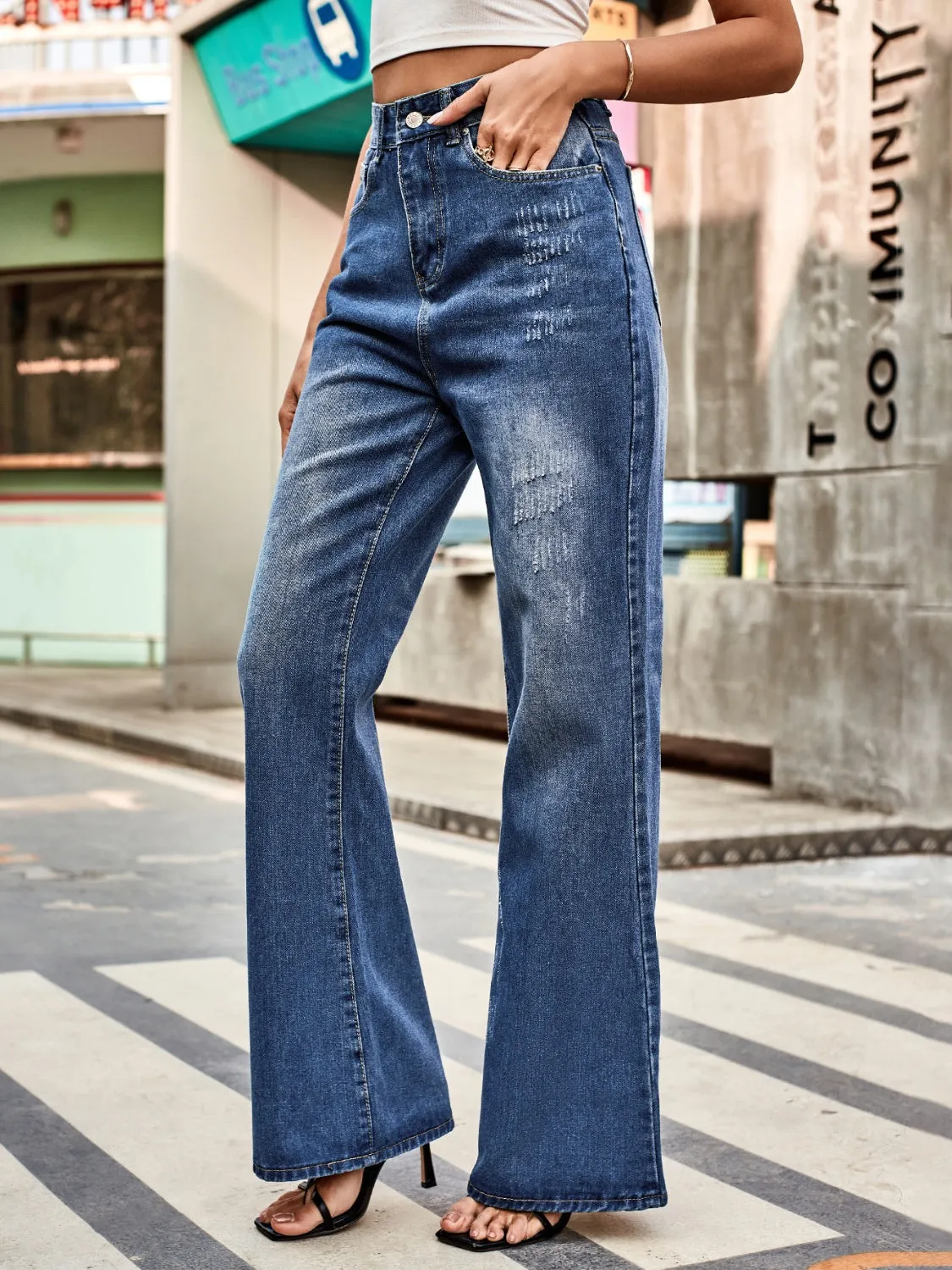 High Rise Bootcut Jeans with Pockets sold by Charming Charlie product image thumbnail 3