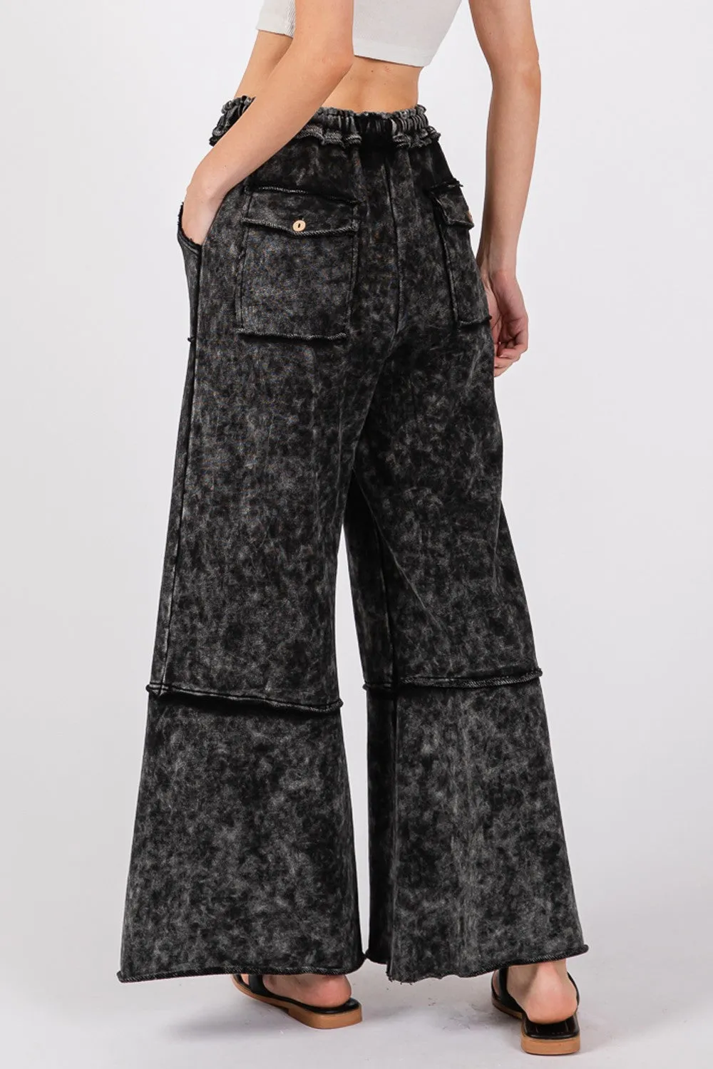 SAGE + FIG Mineral Washed Terry Wide Leg Pants sold by Charming Charlie product image thumbnail 4