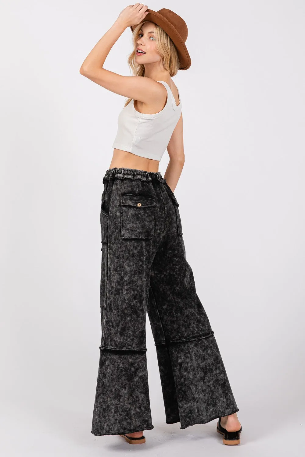 SAGE + FIG Mineral Washed Terry Wide Leg Pants sold by Charming Charlie product image thumbnail 2