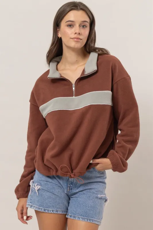 HYFVE Fleece Color Block Half Zip Sweatshirt sold by Charming Charlie