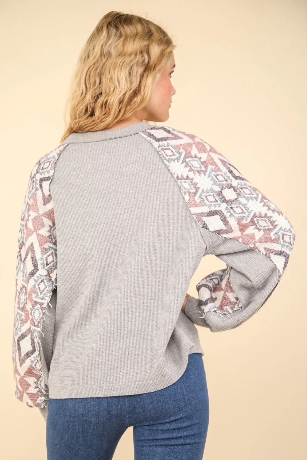 VERY J Printed Long Sleeve Round Neck Knit Top sold by Charming Charlie product image thumbnail 2