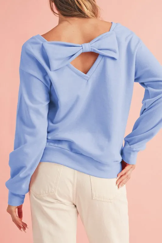 Chestnut Bowknot Dewback Round Neck Sweatshirt sold by Charming Charlie