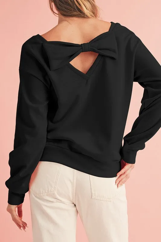 Chestnut Bowknot Dewback Round Neck Sweatshirt sold by Charming Charlie product image thumbnail 2