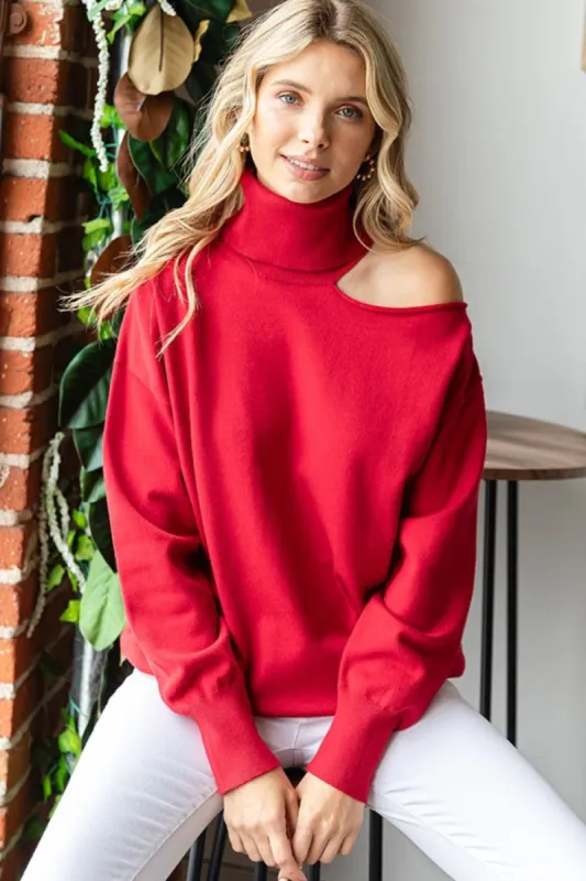 First Love Cut Out Shoulder Turtleneck Sweater sold by Charming Charlie