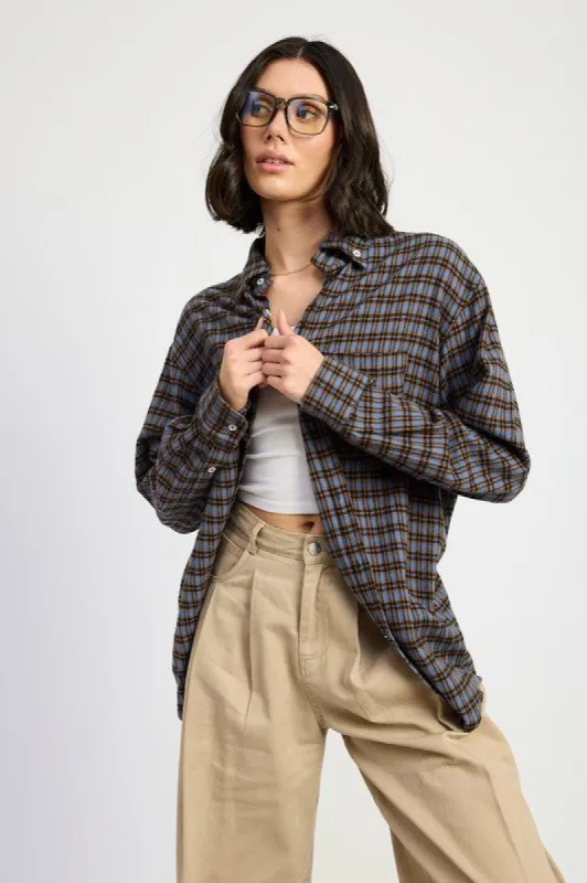 OVERSIZED PLAID SHIRT sold by Charming Charlie