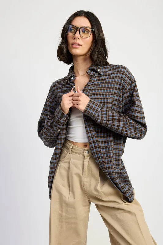 OVERSIZED PLAID SHIRT sold by Charming Charlie
