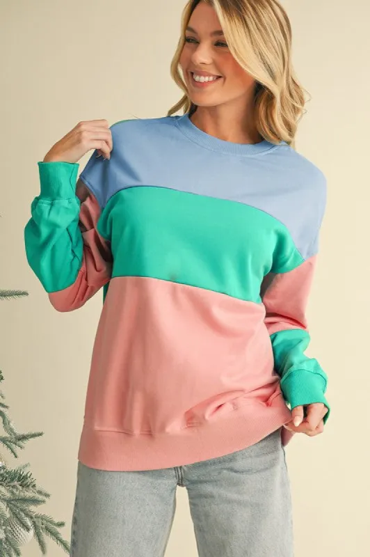 Colorblock Patchwork Drop Shoulder Sweatshirt sold by Charming Charlie