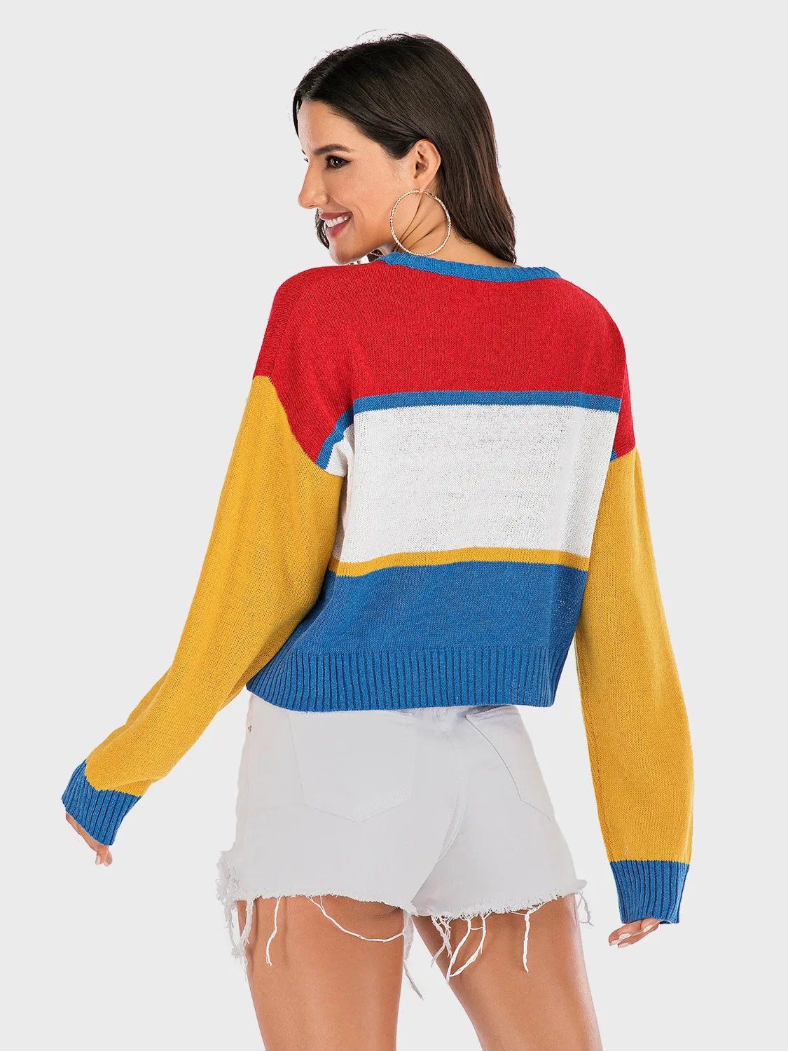 Perfee OKAY Contrast Dropped Shoulder Long Sleeve Sweater sold by Charming Charlie product image thumbnail 2