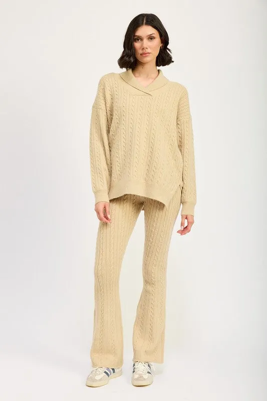 CABLE KNIT COLLARED SWEATER TOP sold by Charming Charlie product image thumbnail 5
