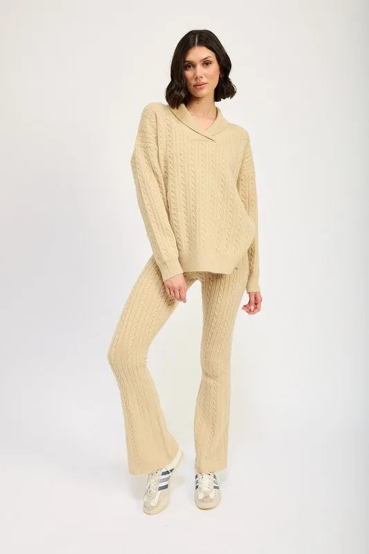 CABLE KNIT COLLARED SWEATER TOP sold by Charming Charlie product image thumbnail 3