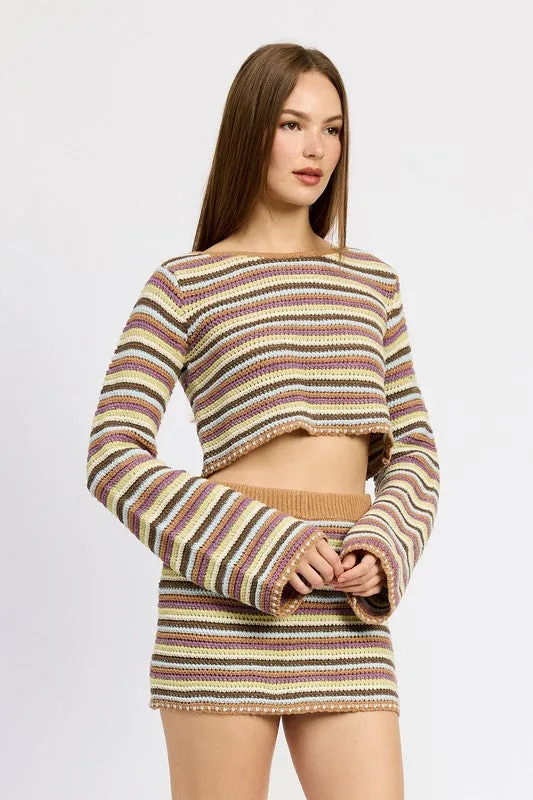 ROUND NECK CROCHET TOP WITH BELL SLEEVES sold by Charming Charlie product image thumbnail 4