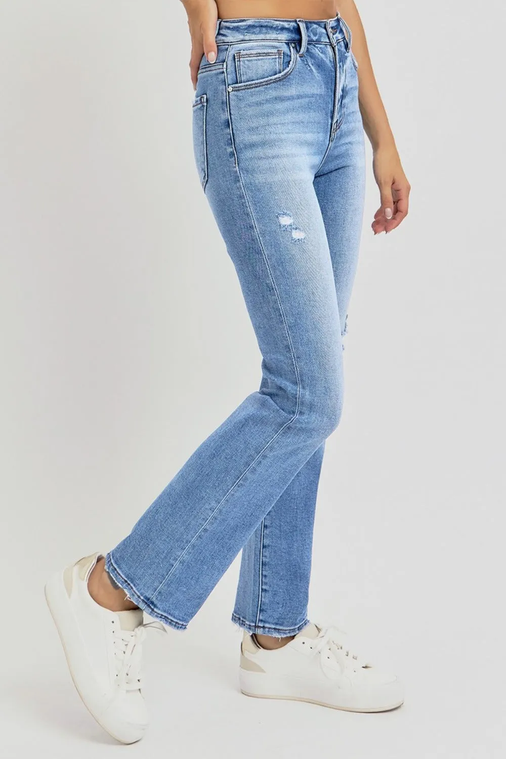 RISEN Full Size Distressed High-Rise Ankle Straight Jeans sold by Charming Charlie product image thumbnail 3