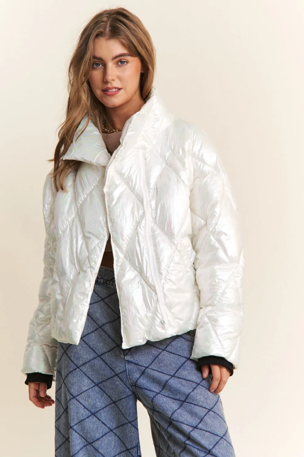 J.NNA Quilted Mock Neck Puffer Jacket sold by Charming Charlie