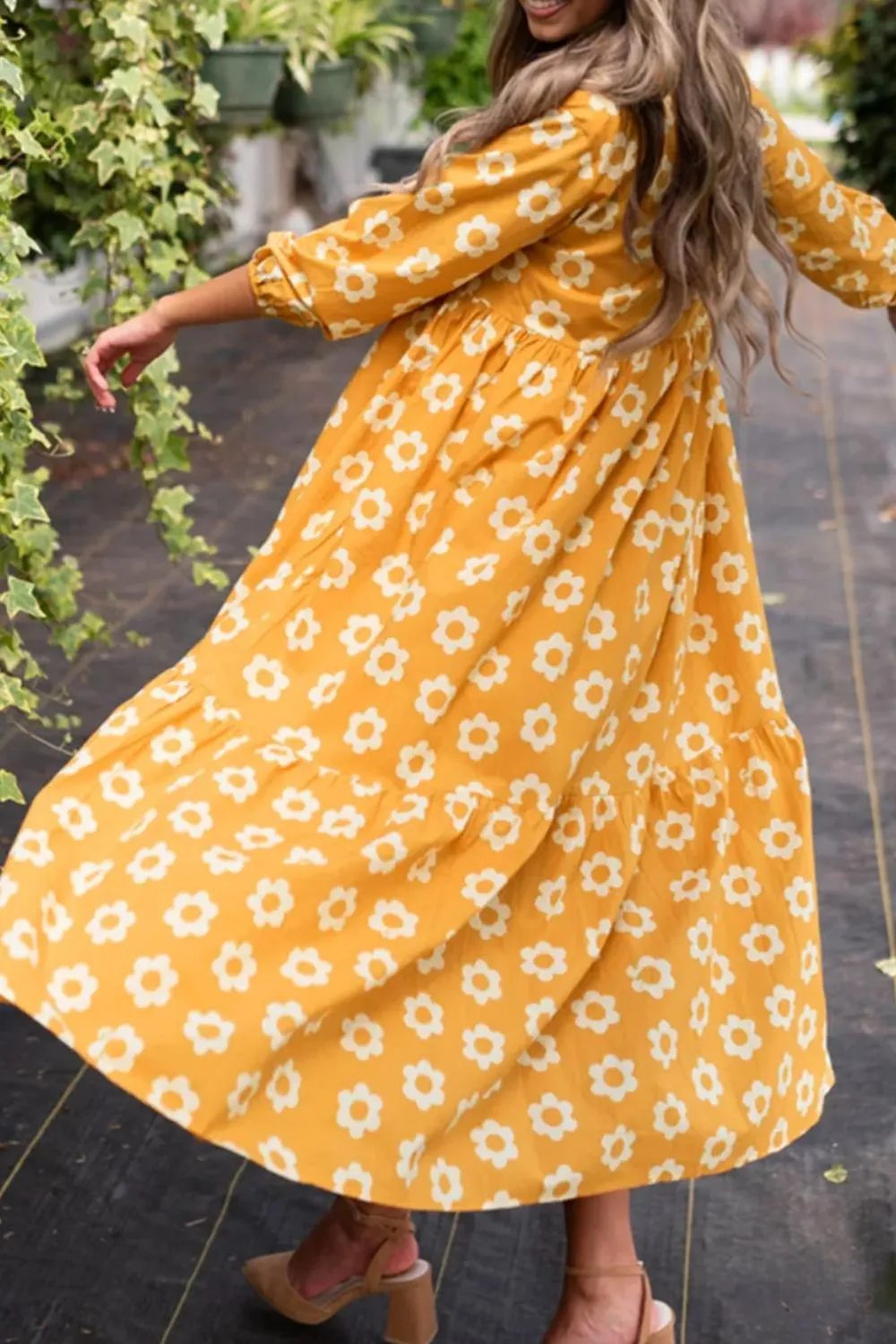 Floral Collared Neck Three-Quarter Sleeve Dress sold by Charming Charlie product image thumbnail 2