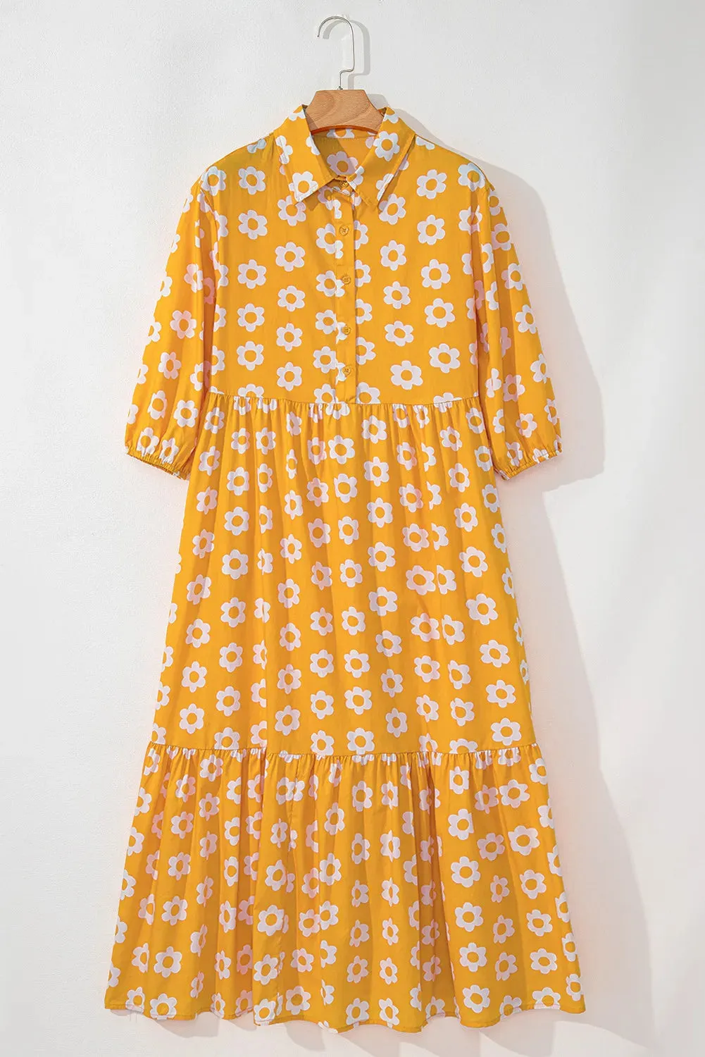 Floral Collared Neck Three-Quarter Sleeve Dress sold by Charming Charlie product image thumbnail 3