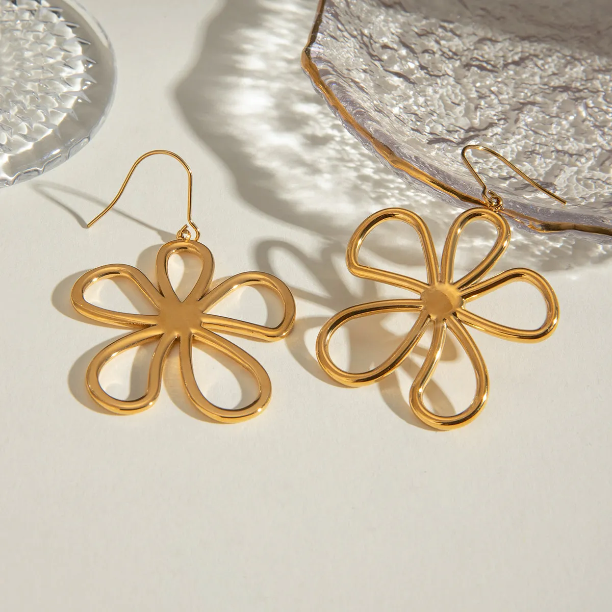 18K Gold-Plated Flower Earrings sold by Charming Charlie product image thumbnail 2