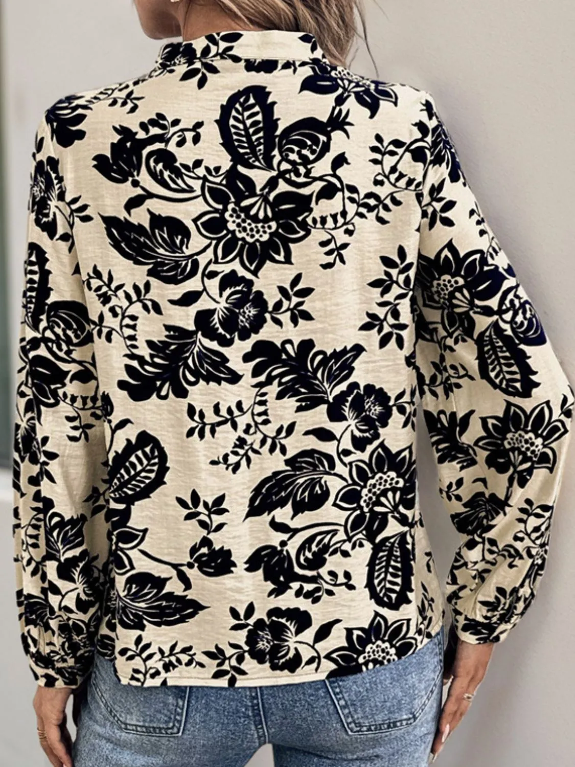 Perfee Printed Notched Long Sleeve Shirt sold by Charming Charlie product image thumbnail 2