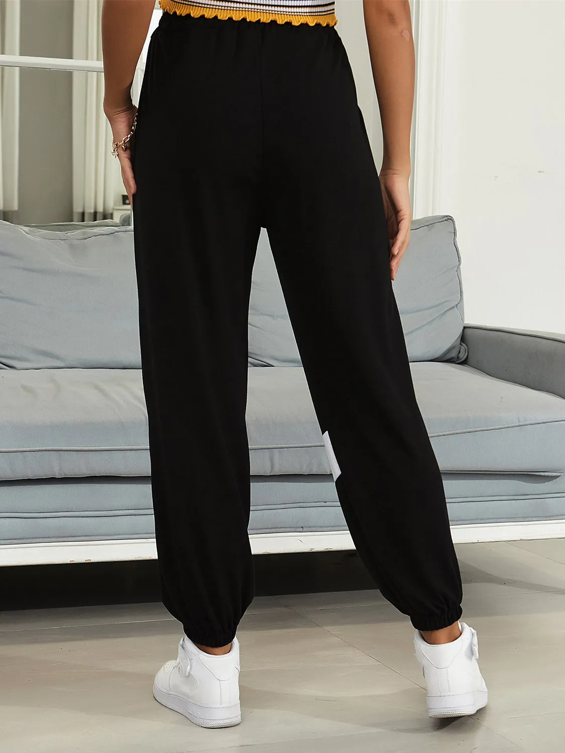 Drawstring Contrast Joggers with Pockets sold by Charming Charlie product image thumbnail 2