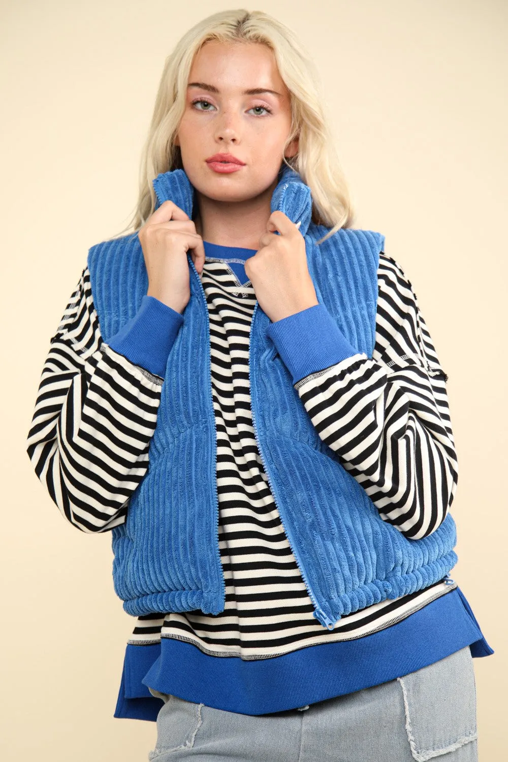 VERY J Zip Up Padded Corduroy Puffer Vest sold by Charming Charlie