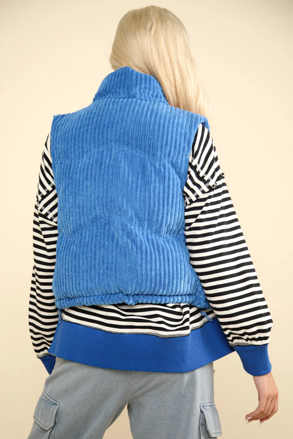 VERY J Zip Up Padded Corduroy Puffer Vest sold by Charming Charlie product image thumbnail 2
