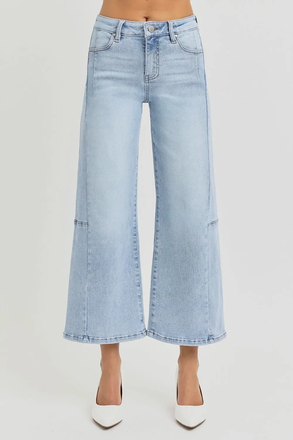 RISEN Full Size High Rise Seamed Detail Wide Leg Crop Jeans sold by Charming Charlie