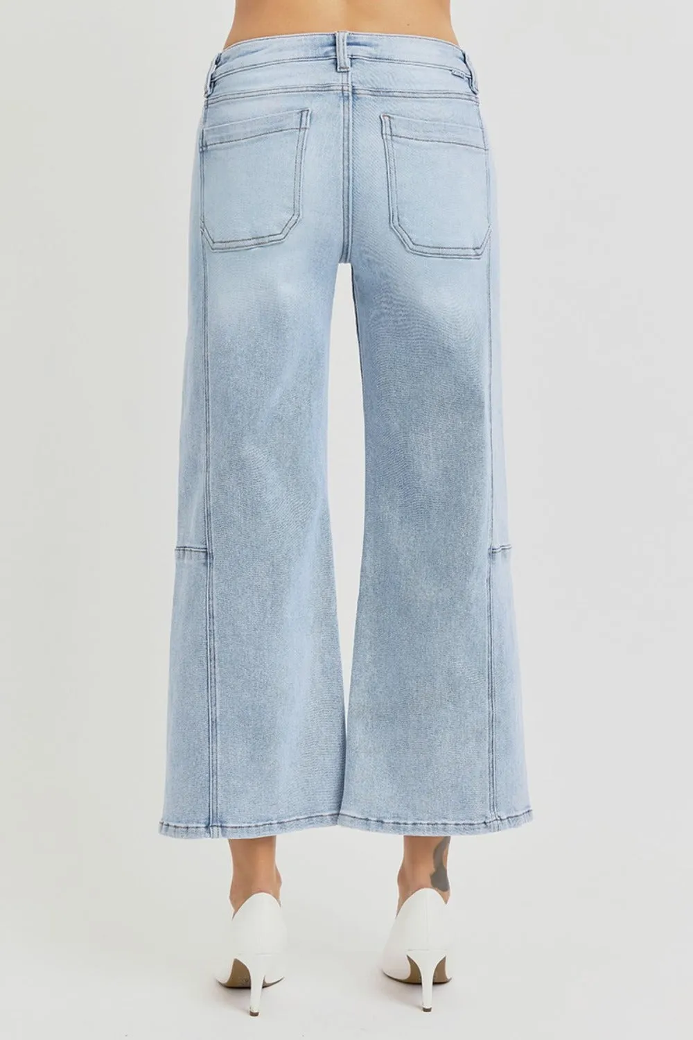 RISEN Full Size High Rise Seamed Detail Wide Leg Crop Jeans sold by Charming Charlie product image thumbnail 2