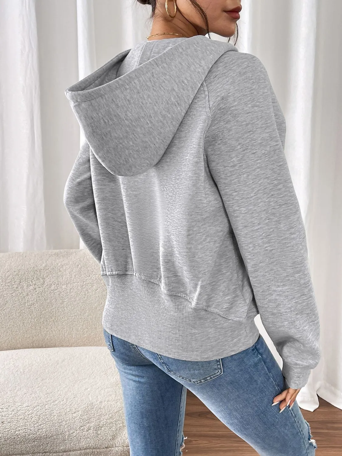Perfee Half Zip Long Sleeve Hoodie sold by Charming Charlie product image thumbnail 2
