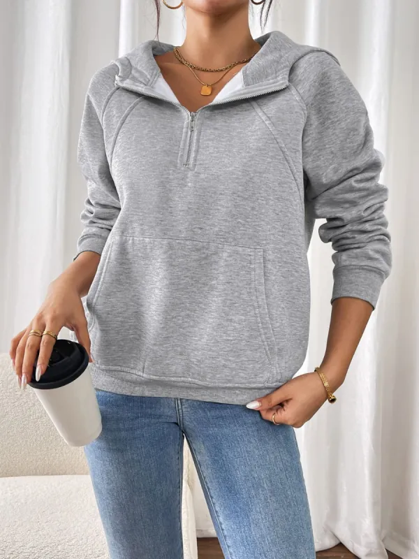 Perfee Half Zip Long Sleeve Hoodie sold by Charming Charlie
