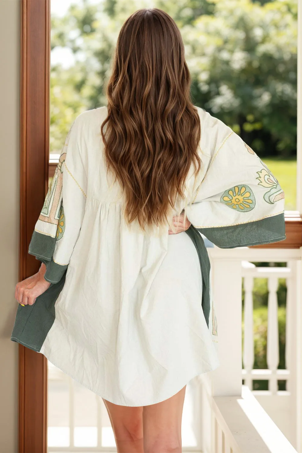 Printed V-Neck Three-Quarter Sleeve Mini Dress sold by Charming Charlie product image thumbnail 5