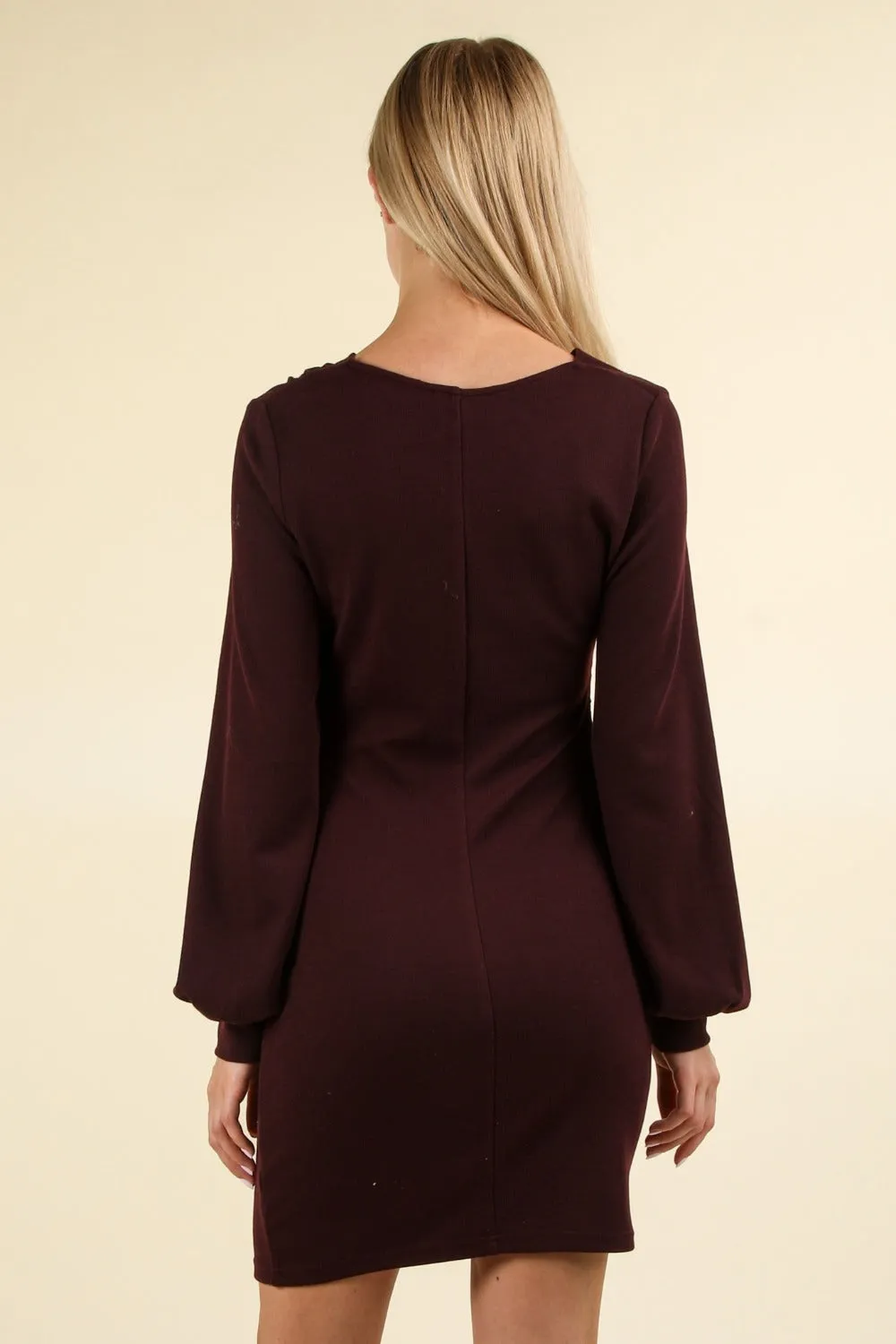 VERY J Ruched Detail Bodycon Mini Dress sold by Charming Charlie product image thumbnail 2