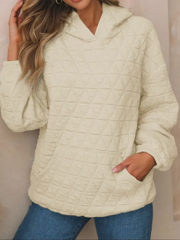 Textured Long Sleeve Hoodie with Pockets sold by Charming Charlie