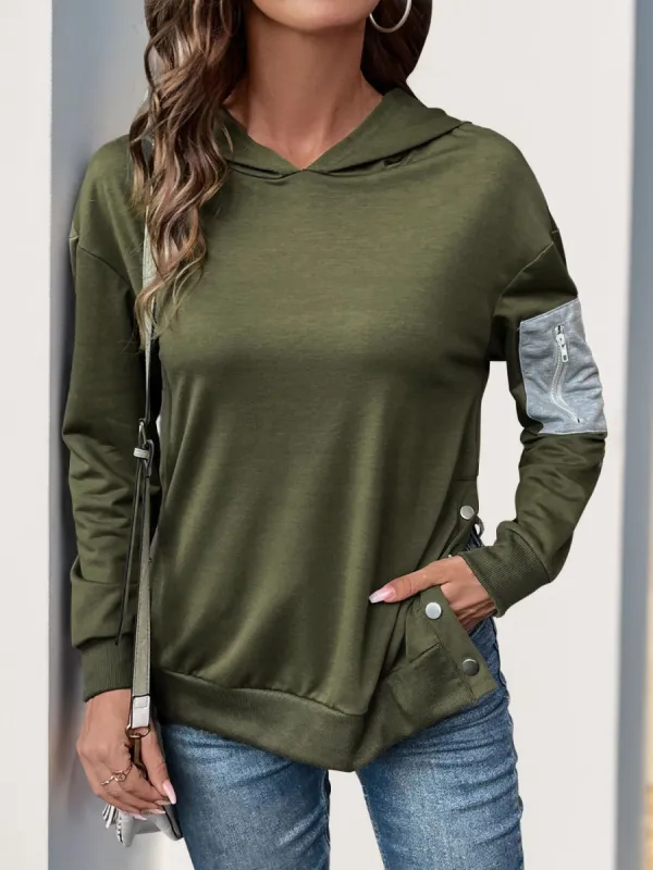 Perfee Dropped Shoulder Long Sleeve Hoodie sold by Charming Charlie