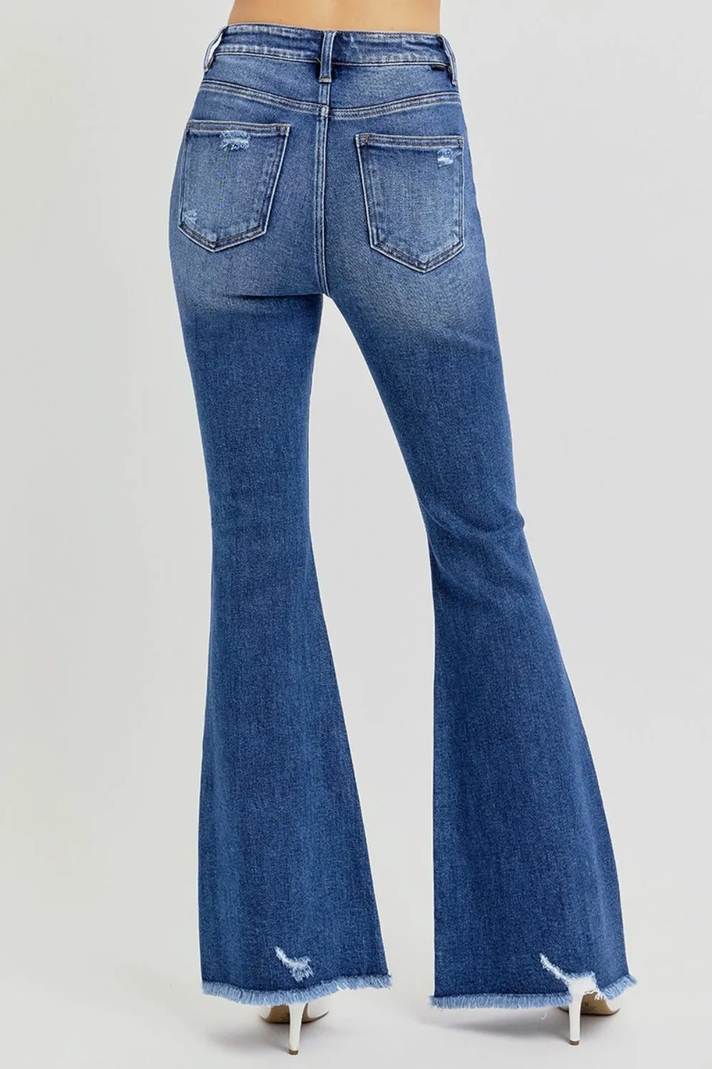 RISEN Full Size High Rise Distressed Raw Hem Flare Jeans sold by Charming Charlie product image thumbnail 2