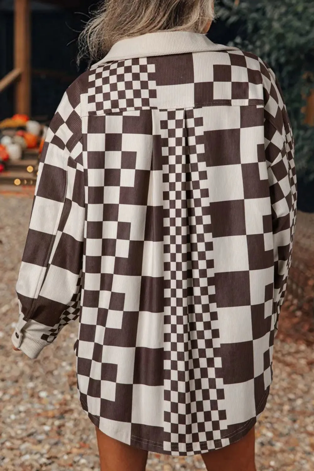 Pocketed Checkered Button Up Long Sleeve Jacket sold by Charming Charlie product image thumbnail 2