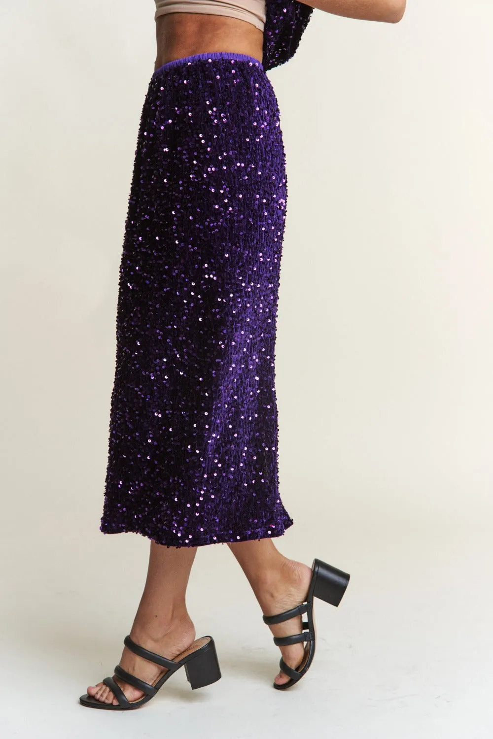 J.NNA Sequin Back Slit Midi Skirt sold by Charming Charlie product image thumbnail 3