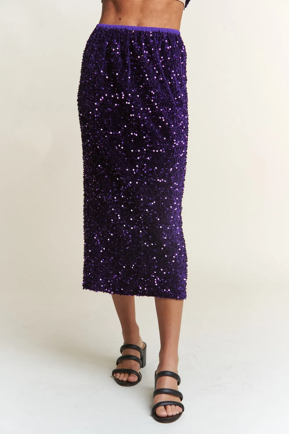 J.NNA Sequin Back Slit Midi Skirt sold by Charming Charlie
